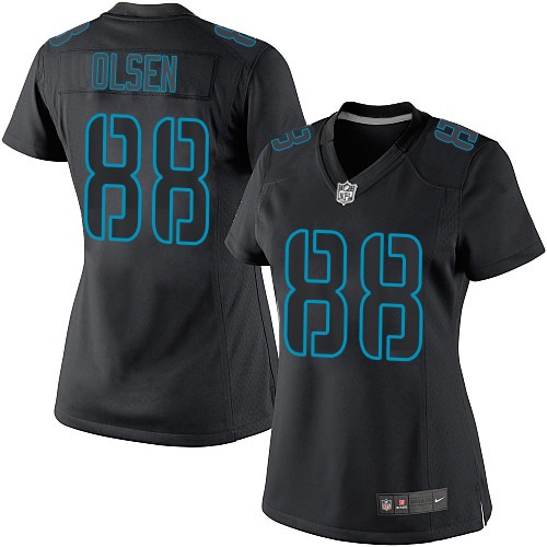 Women's Elite Greg Olsen Nike Jersey Black - #88 Impact NFL Carolina Panthers
